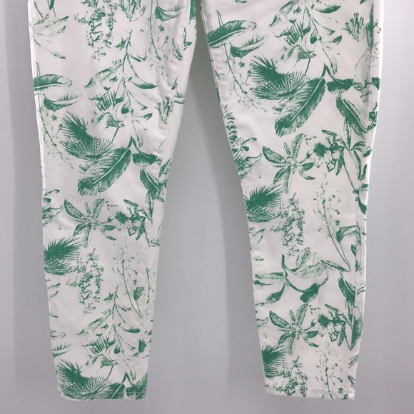 NEW Lucky Brand Low Rise Crop Jeans Palm Green/ White Tropical Print Sz 10/30 - Picture 4 of 14